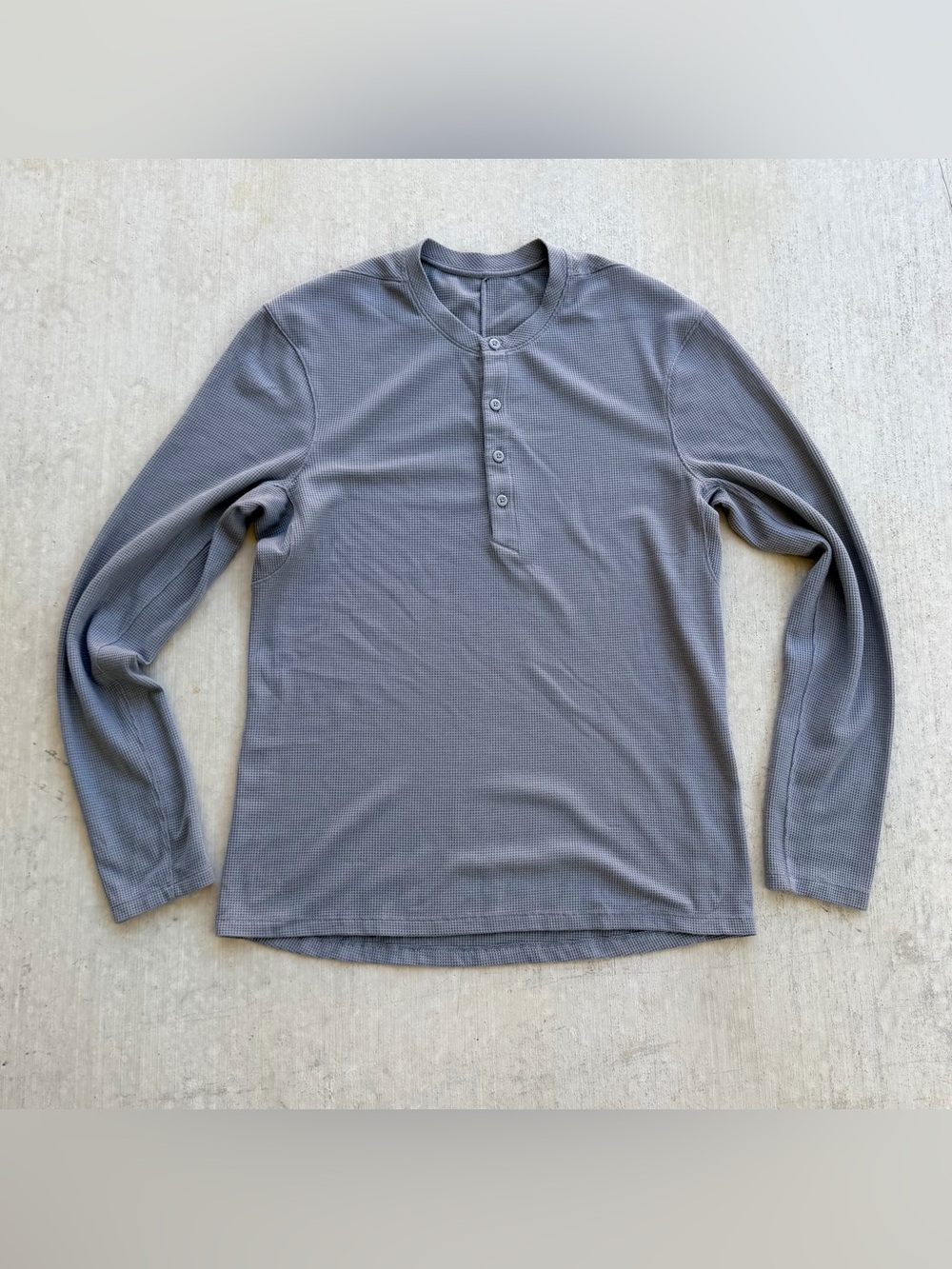 Lululemon Shift Stitch Henley Shirt Men Medium Waffle Knit Long Sleeve Slim Fit